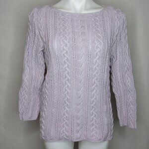 Ralph Lauren Lavender Purple Boat Neck Cable Knit Sweater Women's L Large